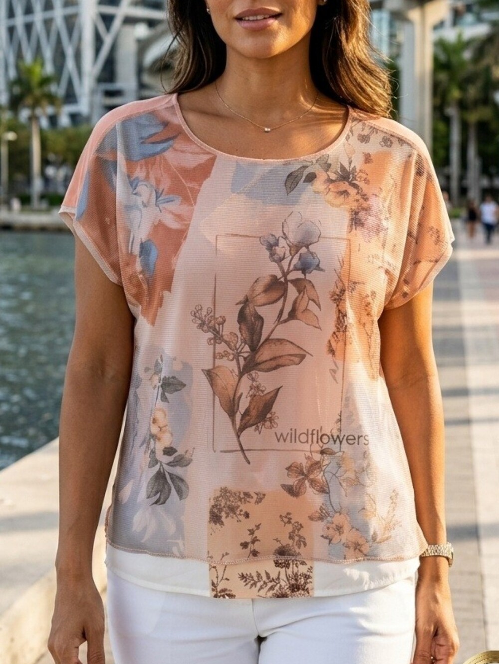 Punt Roma Spanish Floral Blouse Shimmering Wildflowers Graphic Layered  Size L